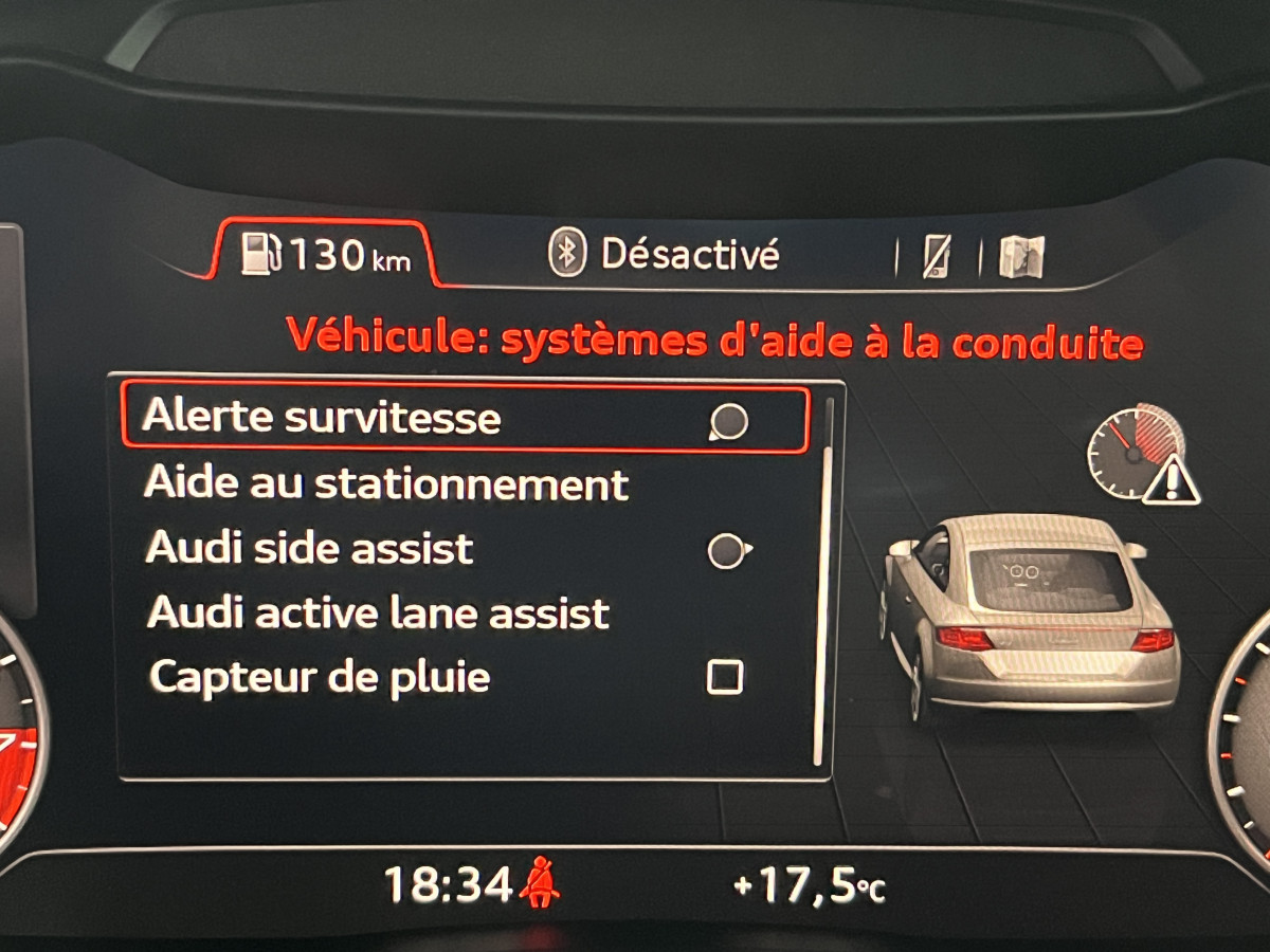 AUDI TTRS 2,5 TFSI 400 QUATTRO S-TRONIC 7 GPS CAMERA AUDI MAGNETIC RIDE DIGITAL COCKPIT KEYLESS  APPLE CARPLAY DRIVE SELECT REGULATEUR ECHAPPEMENT RS  FREIN AV CERAMIQUE  HIFI B&O SIEGES RS FEUX FULL LED ETAT NEUF