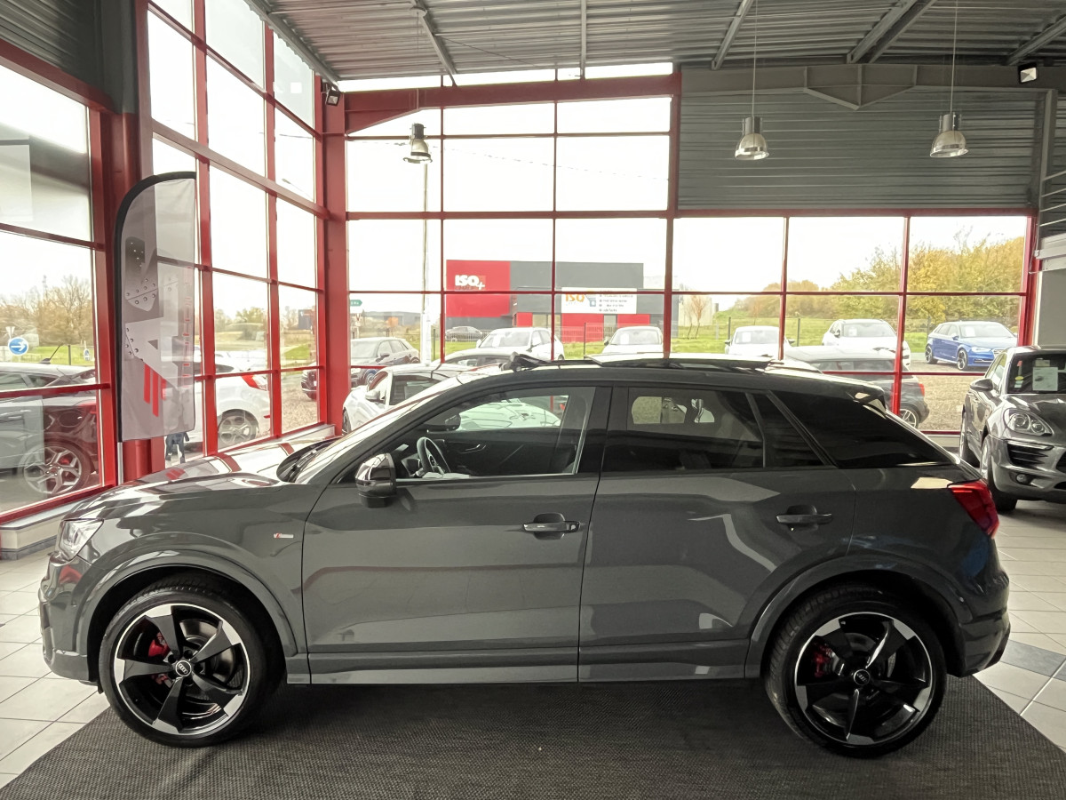 AUDI Q2 2,0 TDI 150 S-LINE S-TRONIC 7 QUATTRO TOIT PANORAMIQUE GPS CAMERA HIFI BANG & OLUFSEN REGULATEUR ADAPTATIF LIMITEUR APPLE CARPLAY KEYLESS FULL LED DRIVE SELECT VIRTUAL COCKPIT ETAT NEUF