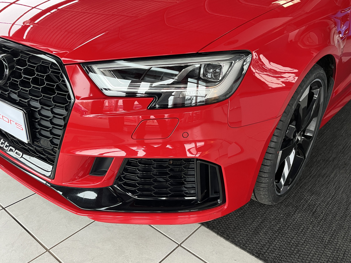 AUDI RS3 SPORTBACK 2,5 TFSI 400 S-TRONIC 7 QUATTRO TOIT PANORAMIQUE  GPS CAMERA HIFI BANG & OLUFSEN APPLE CARPLAY  ACC DRIVE SELECT SIEGES RS ECHAPPEMENT RS KEYLESS VIRTUAL COCKPIT JANTES ROTOR 19  EXCELLENT ETAT