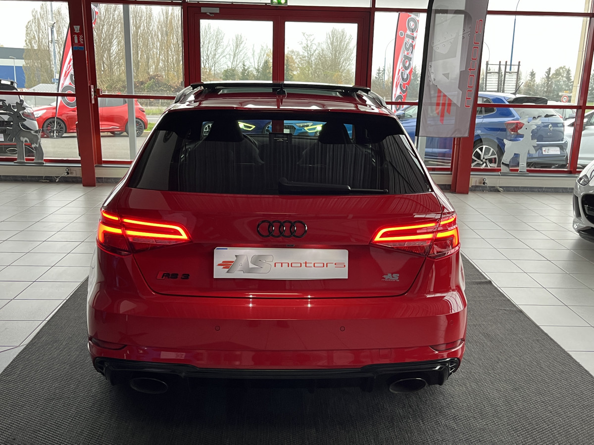 AUDI RS3 SPORTBACK 2,5 TFSI 400 S-TRONIC 7 QUATTRO TOIT PANORAMIQUE  GPS CAMERA HIFI BANG & OLUFSEN APPLE CARPLAY  ACC DRIVE SELECT SIEGES RS ECHAPPEMENT RS KEYLESS VIRTUAL COCKPIT JANTES ROTOR 19  EXCELLENT ETAT